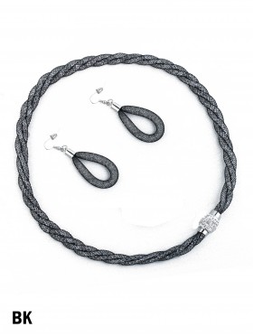SPARKLE TWIST TUBE NECKLACE & EARRING SET